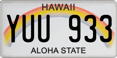 HI license plate YUU933