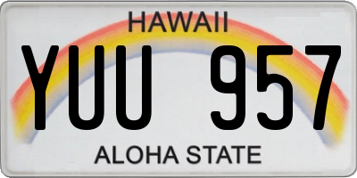 HI license plate YUU957