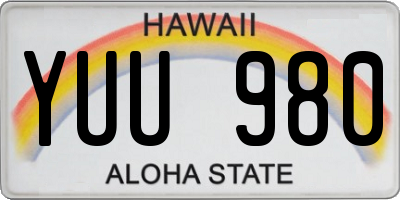 HI license plate YUU980