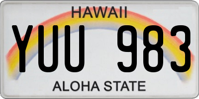 HI license plate YUU983