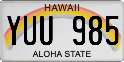 HI license plate YUU985