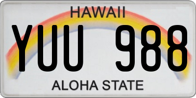 HI license plate YUU988