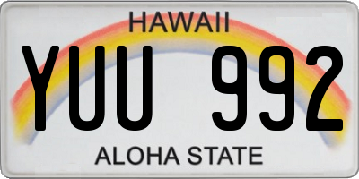 HI license plate YUU992