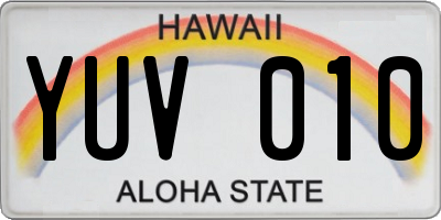 HI license plate YUV010