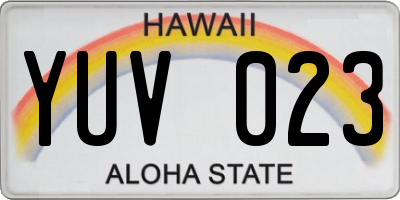 HI license plate YUV023