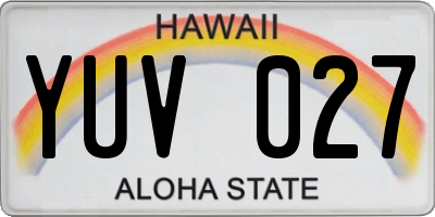 HI license plate YUV027