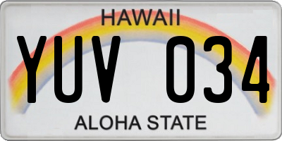 HI license plate YUV034