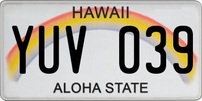 HI license plate YUV039