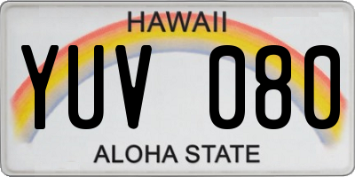 HI license plate YUV080