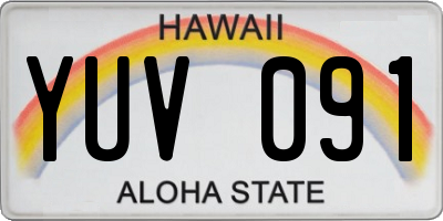 HI license plate YUV091