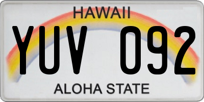 HI license plate YUV092
