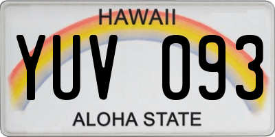 HI license plate YUV093