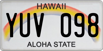 HI license plate YUV098