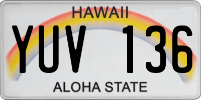 HI license plate YUV136