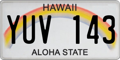 HI license plate YUV143