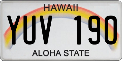 HI license plate YUV190