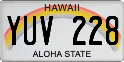 HI license plate YUV228