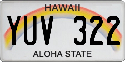 HI license plate YUV322