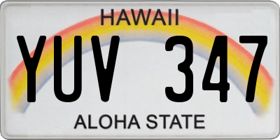 HI license plate YUV347