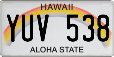 HI license plate YUV538