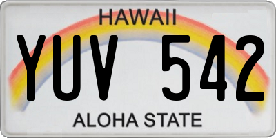 HI license plate YUV542