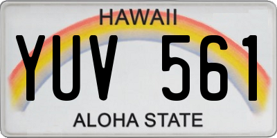 HI license plate YUV561