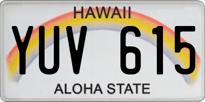 HI license plate YUV615