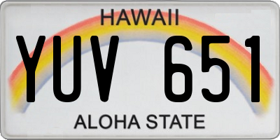 HI license plate YUV651