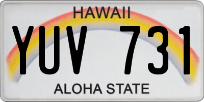 HI license plate YUV731