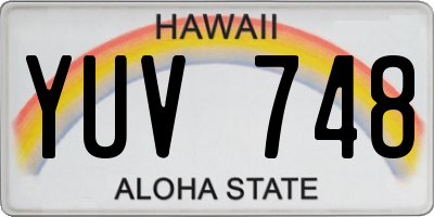HI license plate YUV748