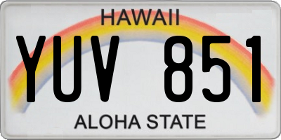 HI license plate YUV851