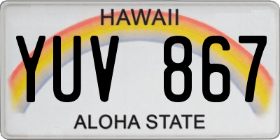 HI license plate YUV867