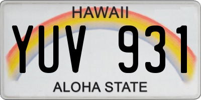 HI license plate YUV931