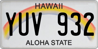HI license plate YUV932