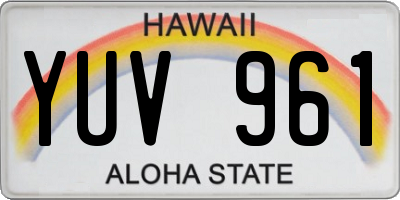 HI license plate YUV961