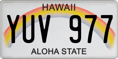 HI license plate YUV977