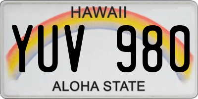 HI license plate YUV980