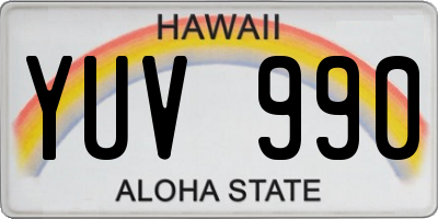 HI license plate YUV990