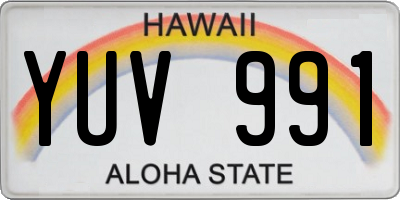 HI license plate YUV991