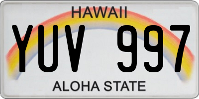 HI license plate YUV997