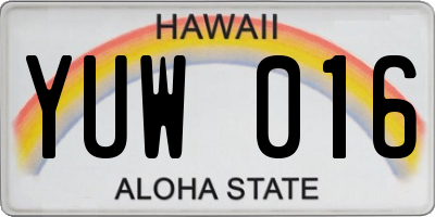 HI license plate YUW016