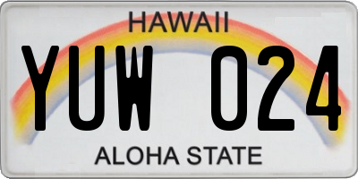 HI license plate YUW024