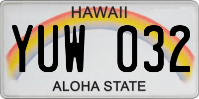 HI license plate YUW032