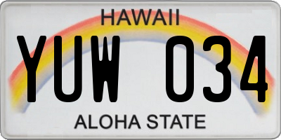 HI license plate YUW034