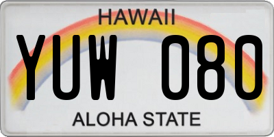 HI license plate YUW080