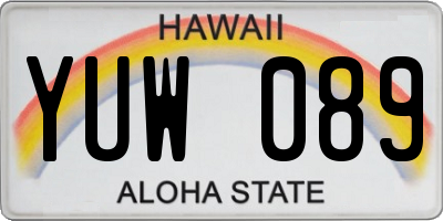 HI license plate YUW089