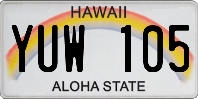 HI license plate YUW105