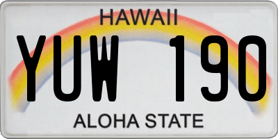 HI license plate YUW190