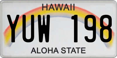 HI license plate YUW198