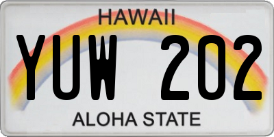 HI license plate YUW202